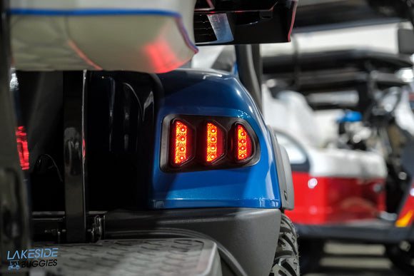 Blue golf cart taillight.