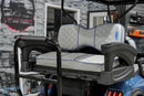 Golf cart seat with armrests.