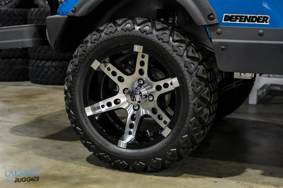 Golf cart tire and custom wheel.