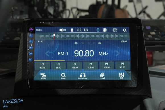 Car radio display showing FM station 90.80 MHz.