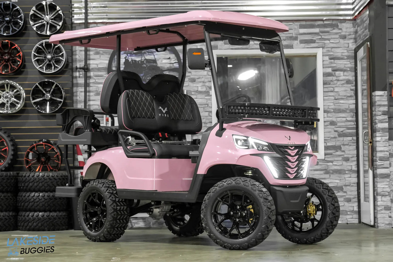 Pink golf cart.