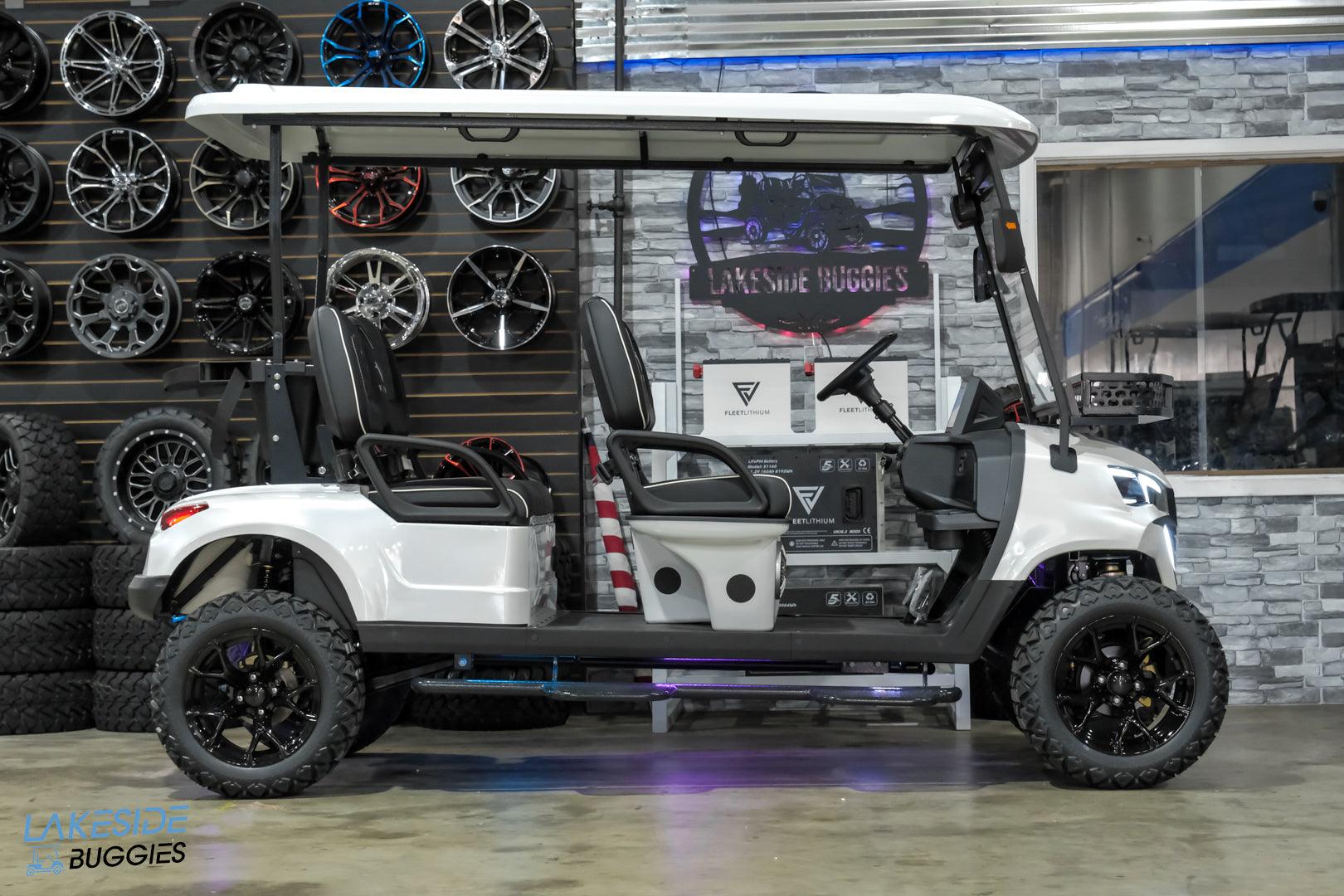 2024 VIBE EV4F Forward Facing Electric Golf Cart - White - Oceanside Golf Cars