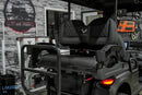Black golf cart rear seat.