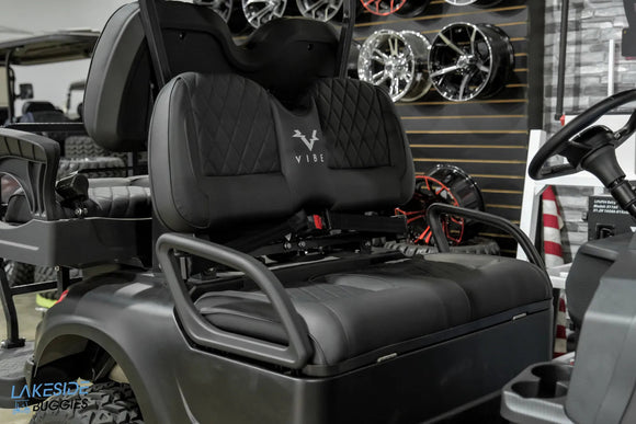 Black golf cart seat.