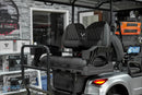 Gray golf cart seat.