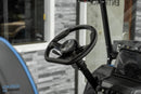 Black carbon fiber steering wheel.