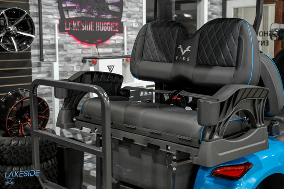 Black golf cart seat.
