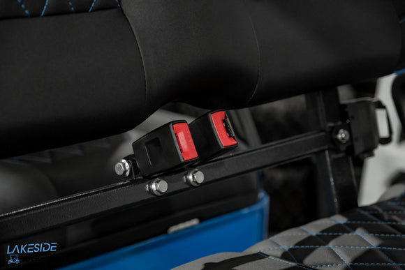 Black seatbelt buckles.