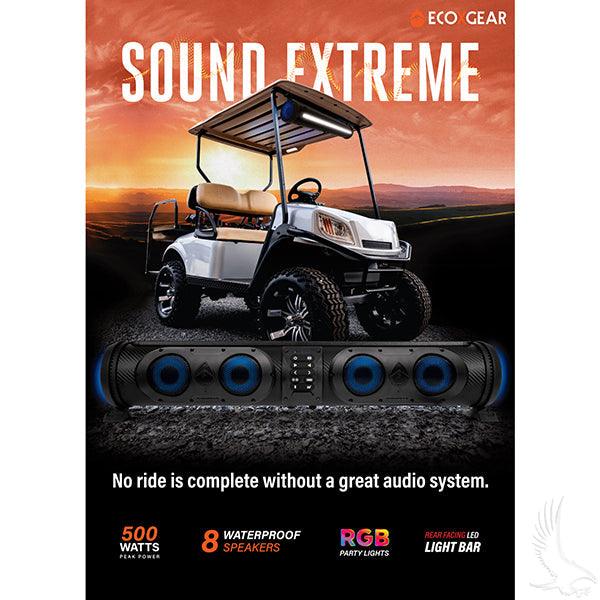 EcoXGear Soundbar, Four Speaker, 500W, Dual Woofers and RGB Lights PN# RAD-508 - Oceanside Golf Cars