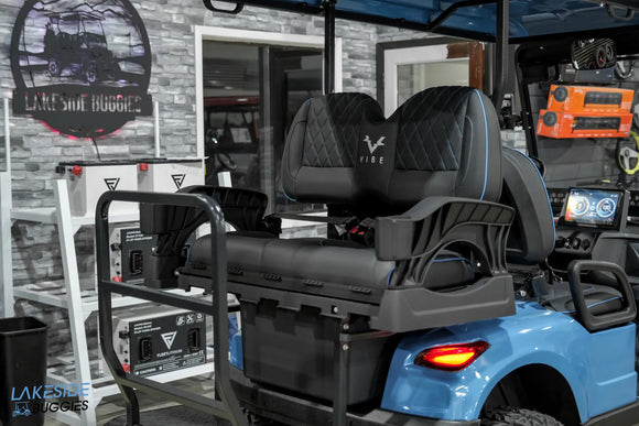 Black golf cart seat.