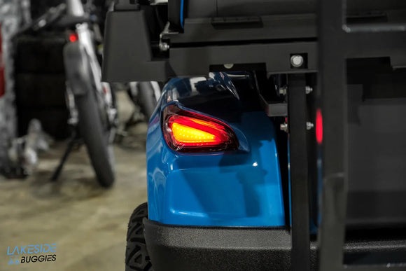 Blue golf cart taillight.