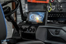 Golf cart dashboard with digital display.