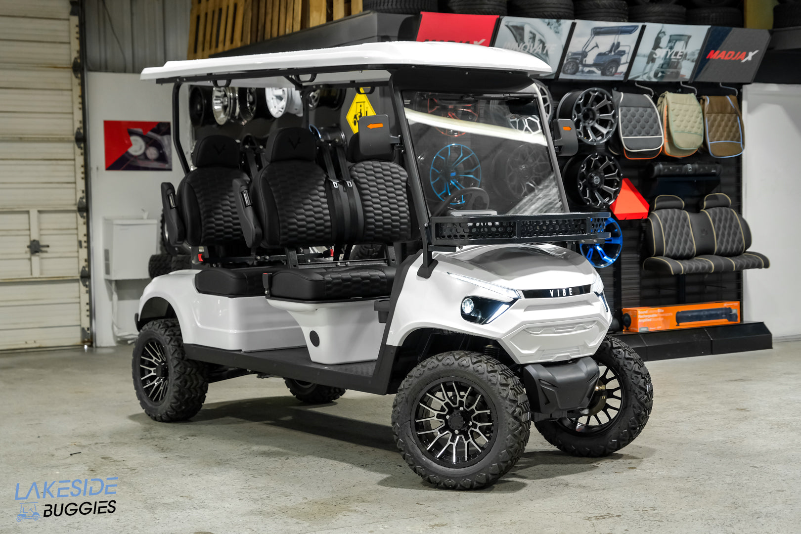 2025 Vibe EV - FLEX 4F - Lifted Golf Cart Arctic White